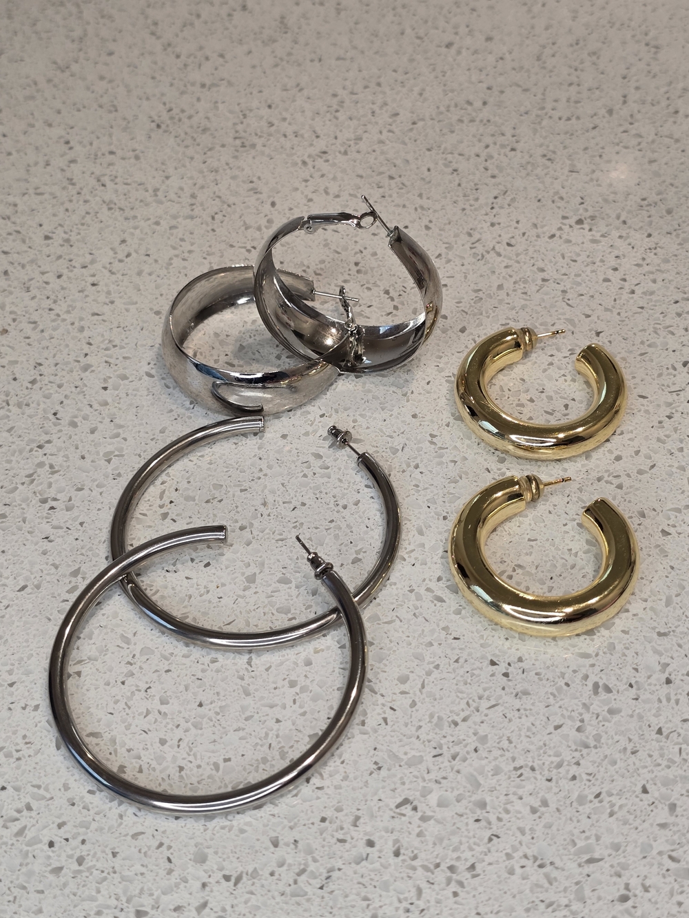 Mixed Metal Hoop Earring Set - Gold & Silver